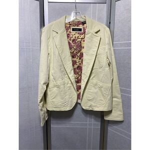 Nicole Miller Blazer Size XL Ivory Textured Jacket Pockets Academia Y2K Boho
